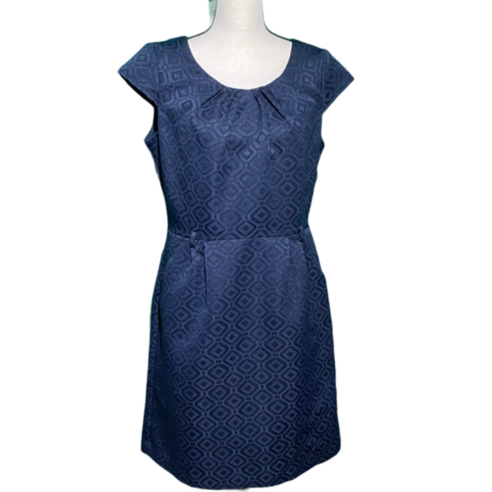 Navy dress with diamond pattern